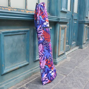 Floral print long storage bag, portable shoulder backpack for diving fins and yoga mats.