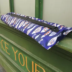 Portable diving fins bag with fish pattern, adjustable shoulder strap for outdoor swimming gear.