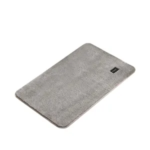 Grey absorbent bath mat anti-slip floor rug for home bathroom indoor door entrance use.