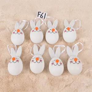 Ornements suspendus d'œufs de lapin de Pâques mignons œufs en plastique blanc