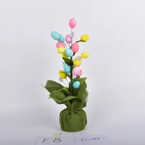 Osterdeko Eierbaum bunte Glitzereier Jutesockel Frühlingsfest Heim Deko Tischdekoration