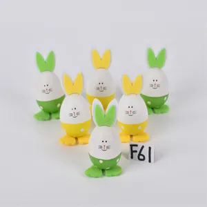 Set decoration oeufs lapin Paques, mignons oeufs peints plastique pour fete vacances maison