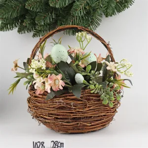 Paasei Decoratieve Rattan Krans Ei Kandelaar Konijn Bloemenmand Hangende Hanger Lente Huis Feest Decoratie Ornament