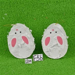 Decoration suspendue oeuf de lapin de Pâques en papier mâché pour vitrine de fête et vitrine