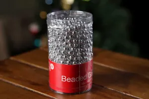 Silver Christmas beaded garland 32ft plastic bead chain for holiday tree decoration party