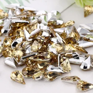 Acrylic pointed-back teardrop rhinestones for DIY crafts, sparkling crystal decorative gems.