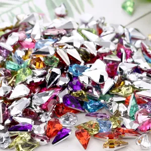 Acrylic Teardrop Rhinestones Pointed Bottom Flatback Crystals Gems For DIY Craft Nail Art Garment Decoration