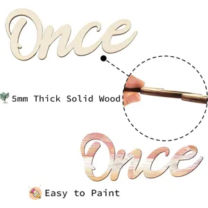 Wooden Once Wall Sign 5mm Thick Solid Wood Letter Decor DIY Painted Home Living Room Art