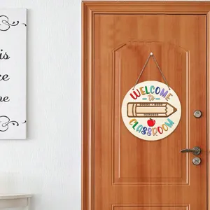 Wooden Welcome Classroom Door Sign Hanging Wall Decor Back To School Hanging Ornament