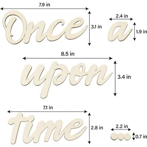 Wooden once upon a time wall sign letters cutout home bedroom living room decor sizing