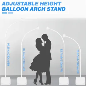 Adjustable balloon arch stand kit, flexible 8ft and 6ft height options for birthday party decor.
