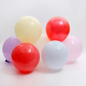 Detail view of colorful macaron latex balloons set, perfect for DIY party decorations.