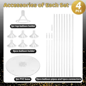 Complete balloon stand kit for birthday and wedding party decoration with base 4pcs set