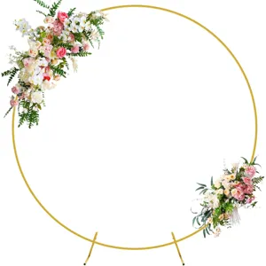 Gold Iron Round Wedding Arch Background Stand Spiral Short Package Design Balloon Arch Frame For Birthday Party Decor