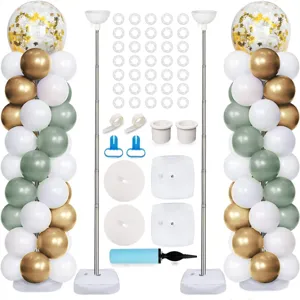 Kit de Soporte de Globos Retractil Soporte de Columna Ajustable Con Base Para Decoracion de Fiesta de Cumpleanos de Boda Suministros