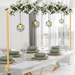 Soporte de Arco de Mesa Telescópico Ajustable de Metal Hierro Soporte de Arco de Escritorio Oro Negro Blanco para Fiesta Boda Decoración del Hogar