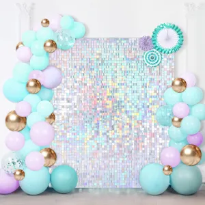 Mur de fond à sequins carrés iridescents panneau scintillant pour mariage fête scène