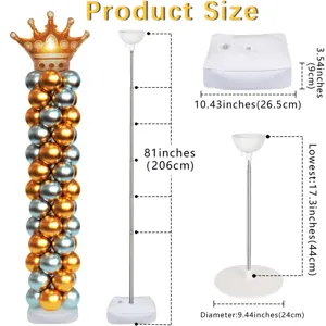 Kit de soporte de columna de globos ajustable con corona, dimensiones de decoración de fiesta.