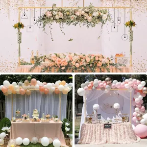 Soporte de arco de escritorio dorado ajustable para decoración de mesas de bodas y fiestas.