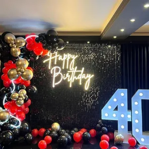 Black sequin background wall panel for party birthday wedding decoration backdrop 1pc