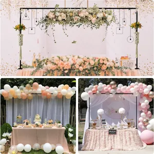 Soporte ajustable de arco de mesa de metal para decoración de fondo de mesa de bodas.