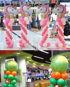 Balloon column stand kit for wedding birthday party decoration, unicorn and round balloons.