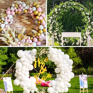 Iron round wedding arch backdrop stand and colorful balloon arch kit for party decoration.