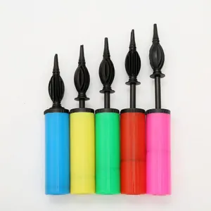 Durable plastic balloon hand pump in assorted bright colors, perfect for party and wedding decor.