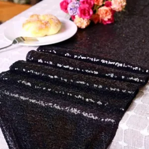 Camino de mesa de lentejuelas negras para decoración de fiesta boda cumpleaños 30x275cm