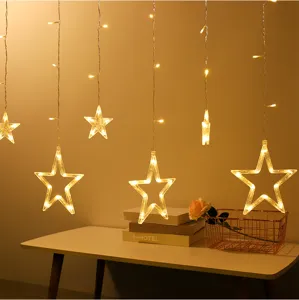 LED Star String Lights Curtain Lights Warm White Plastic Fairy Lights Starry Light For Bedroom Party Holiday Home Decor