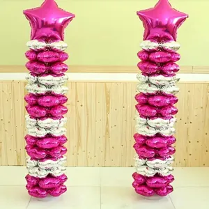 Detailed view of party balloon pillars decoration for events, birthdays, and celebrations.