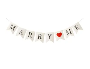 Marry Me swallowtail banner garland for wedding proposal Valentine decoration party hanging setup