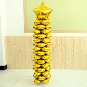 Gold balloon column stand kit with star topper for party decoration and event celebration setup