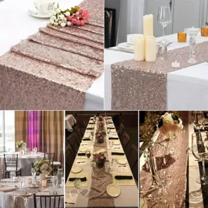 Camino de mesa de lentejuelas oro rosa 30x275cm mantel brillante para fiesta de bodas