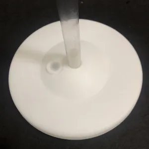 Balloon stand base detail view, durable plastic white round base for party and celebration decor.