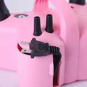 Electric balloon pump detail view, portable double hole electric air inflator for parties.