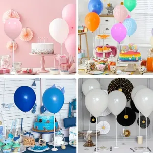 Plastic balloon stand kit with sticks and bases for birthday party and wedding decor.
