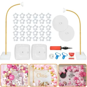 8FT and 6FT Flexible Balloon Arch Stand Kit with Bases and Accessories for Birthday Party