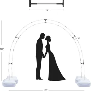 Detailed view of the double layer balloon arch stand dimensions and setup structural specs.