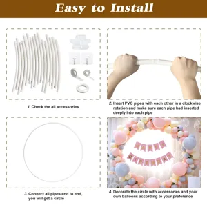 Rundes Ballonbogen Set mit PVC Rohren und Clips fuer Party Hochzeit Geburtstag Dekoration.