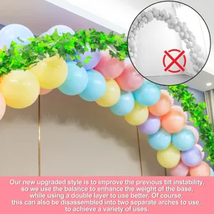 Detail view of the 3m adjustable double layer balloon arch kit with base for party decoration.