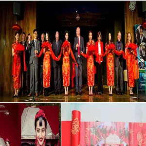 Festive bright red silk ribbon for ribbon cutting ceremonies, lion dances, and celebrations.