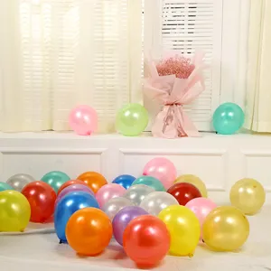 Colorful pearlescent latex balloons detail scene, perfect for wedding decoration and party setup.