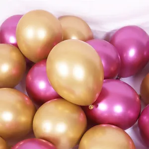 Ballons en latex métalliques de 10 pouces en or et rose pour décoration de mariage fête.