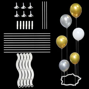 Balloon stand kit detail showing rods and bases with assembled balloons for parties and wedding decor.
