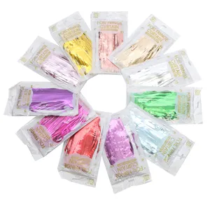 Matte Tinsel Foil Fringe Curtain Metallic Streamer Door Curtain For Party Wedding Background Wall Decoration