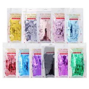 Foil fringe curtain metallic tinsel backdrop for birthday party wedding decoration supplies.