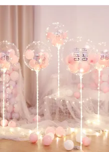 LED Bobo balloon table pillar set with lights clear balloons for wedding party celebration decor