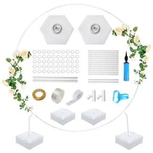 Kit d'arche de ballon rond avec bases tiges pompe et fleurs pour decoration de fete.