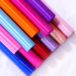 Wedding Arch Fabric Sheer Crystal Tulle Roll Staircase Decor Floral Packaging Mesh Fabric Party Decoration